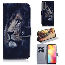 Lion Face PU Leather Wallet Case for Xiaomi Mi Note 10 Lite