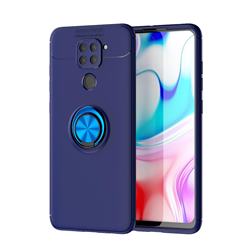 Auto Focus Invisible Ring Holder Soft Phone Case for Xiaomi Redmi Note 9 - Blue