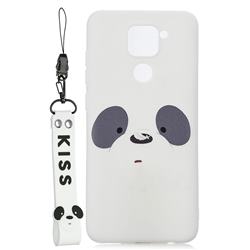 White Feather Panda Soft Kiss Candy Hand Strap Silicone Case for Xiaomi Redmi Note 9