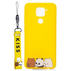 Yellow Bear Family Soft Kiss Candy Hand Strap Silicone Case for Xiaomi Redmi Note 9
