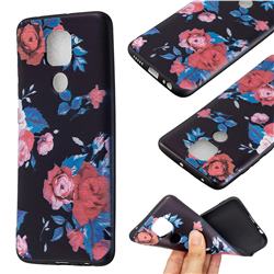 Safflower 3D Embossed Relief Black Soft Back Cover for Xiaomi Redmi Note 9