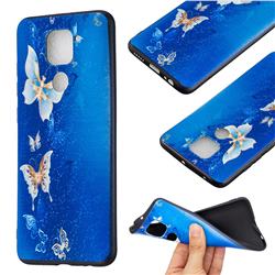 Golden Butterflies 3D Embossed Relief Black Soft Back Cover for Xiaomi Redmi Note 9