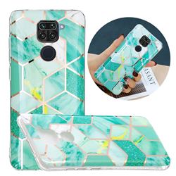 Green Glitter Painted Marble Electroplating Protective Case for Xiaomi Redmi Note 9
