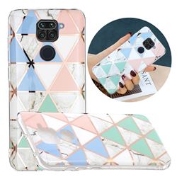 Fresh Triangle Painted Marble Electroplating Protective Case for Xiaomi Redmi Note 9
