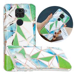 Green Triangle Painted Marble Electroplating Protective Case for Xiaomi Redmi Note 9