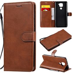 Retro Greek Classic Smooth PU Leather Wallet Phone Case for Xiaomi Redmi Note 9 - Brown