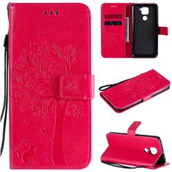 Embossing Butterfly Tree Leather Wallet Case for Xiaomi Redmi Note 9 - Rose