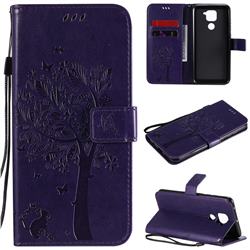 Embossing Butterfly Tree Leather Wallet Case for Xiaomi Redmi Note 9 - Purple