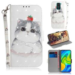 Cute Tomato Cat 3D Painted Leather Wallet Phone Case for Xiaomi Redmi Note 9