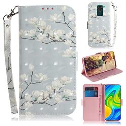 Magnolia Flower 3D Painted Leather Wallet Phone Case for Xiaomi Redmi Note 9
