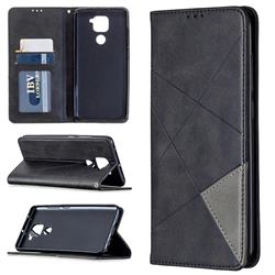 Prismatic Slim Magnetic Sucking Stitching Wallet Flip Cover for Xiaomi Redmi Note 9 - Black