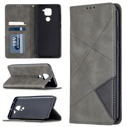 Prismatic Slim Magnetic Sucking Stitching Wallet Flip Cover for Xiaomi Redmi Note 9 - Gray