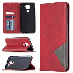 Prismatic Slim Magnetic Sucking Stitching Wallet Flip Cover for Xiaomi Redmi Note 9 - Red