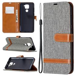 Jeans Cowboy Denim Leather Wallet Case for Xiaomi Redmi Note 9 - Gray