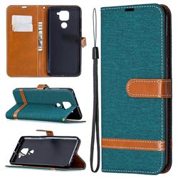 Jeans Cowboy Denim Leather Wallet Case for Xiaomi Redmi Note 9 - Green