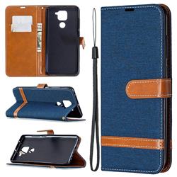 Jeans Cowboy Denim Leather Wallet Case for Xiaomi Redmi Note 9 - Dark Blue