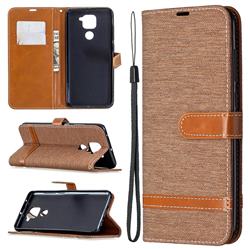 Jeans Cowboy Denim Leather Wallet Case for Xiaomi Redmi Note 9 - Brown