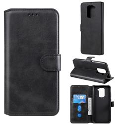 Retro Calf Matte Leather Wallet Phone Case for Xiaomi Redmi Note 9 - Black