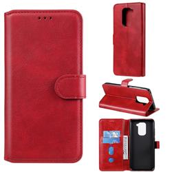 Retro Calf Matte Leather Wallet Phone Case for Xiaomi Redmi Note 9 - Red