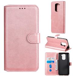 Retro Calf Matte Leather Wallet Phone Case for Xiaomi Redmi Note 9 - Pink