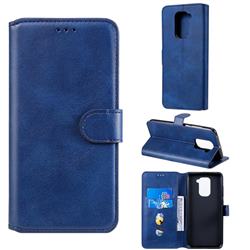 Retro Calf Matte Leather Wallet Phone Case for Xiaomi Redmi Note 9 - Blue