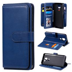 Multi-function Ten Card Slots and Photo Frame PU Leather Wallet Phone Case Cover for Xiaomi Redmi Note 9 - Dark Blue