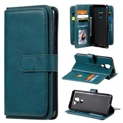 Multi-function Ten Card Slots and Photo Frame PU Leather Wallet Phone Case Cover for Xiaomi Redmi Note 9 - Dark Green