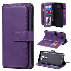 Multi-function Ten Card Slots and Photo Frame PU Leather Wallet Phone Case Cover for Xiaomi Redmi Note 9 - Violet