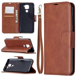 Classic Sheepskin PU Leather Phone Wallet Case for Xiaomi Redmi Note 9 - Brown