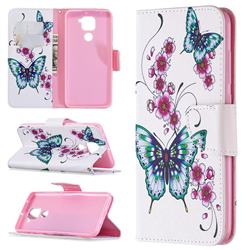 Peach Butterflies Leather Wallet Case for Xiaomi Redmi Note 9