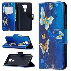 Golden Butterflies Leather Wallet Case for Xiaomi Redmi Note 9