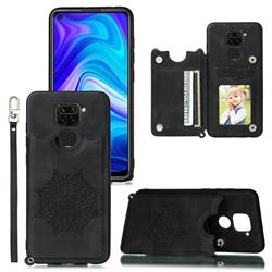 Luxury Mandala Multi-function Magnetic Card Slots Stand Leather Back Cover for Xiaomi Redmi Note 9 - Black