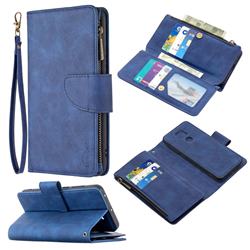 Binfen Color BF02 Sensory Buckle Zipper Multifunction Leather Phone Wallet for Xiaomi Redmi Note 9 - Blue