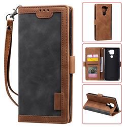 Luxury Retro Stitching Leather Wallet Phone Case for Xiaomi Redmi Note 9 - Gray