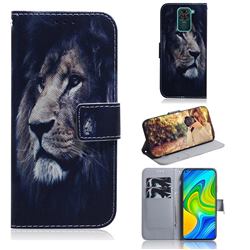 Lion Face PU Leather Wallet Case for Xiaomi Redmi Note 9