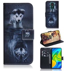 Wolf and Dog PU Leather Wallet Case for Xiaomi Redmi Note 9