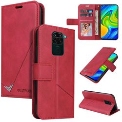 GQ.UTROBE Right Angle Silver Pendant Leather Wallet Phone Case for Xiaomi Redmi Note 9 - Red