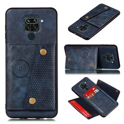 Retro Multifunction Card Slots Stand Leather Coated Phone Back Cover for Xiaomi Redmi Note 9 - Blue