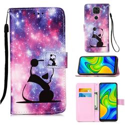 Panda Baby Matte Leather Wallet Phone Case for Xiaomi Redmi Note 9