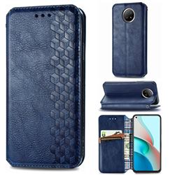 Ultra Slim Fashion Business Card Magnetic Automatic Suction Leather Flip Cover for Xiaomi Redmi Note 9 5G - Dark Blue