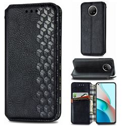 Ultra Slim Fashion Business Card Magnetic Automatic Suction Leather Flip Cover for Xiaomi Redmi Note 9 5G - Black