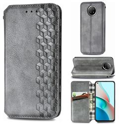Ultra Slim Fashion Business Card Magnetic Automatic Suction Leather Flip Cover for Xiaomi Redmi Note 9 5G - Grey