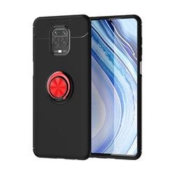 Auto Focus Invisible Ring Holder Soft Phone Case for Xiaomi Redmi Note 9s / Note9 Pro / Note 9 Pro Max - Black Red