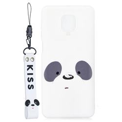 White Feather Panda Soft Kiss Candy Hand Strap Silicone Case for Xiaomi Redmi Note 9s / Note9 Pro / Note 9 Pro Max
