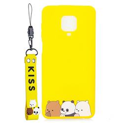 Yellow Bear Family Soft Kiss Candy Hand Strap Silicone Case for Xiaomi Redmi Note 9s / Note9 Pro / Note 9 Pro Max