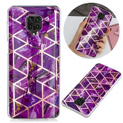 Purple Rhombus Galvanized Rose Gold Marble Phone Back Cover for Xiaomi Redmi Note 9s / Note9 Pro / Note 9 Pro Max