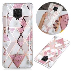 Pink Rhombus Galvanized Rose Gold Marble Phone Back Cover for Xiaomi Redmi Note 9s / Note9 Pro / Note 9 Pro Max