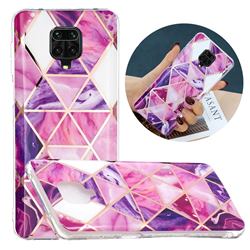 Purple Dream Triangle Painted Marble Electroplating Protective Case for Xiaomi Redmi Note 9s / Note9 Pro / Note 9 Pro Max