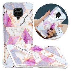 Purple and White Painted Marble Electroplating Protective Case for Xiaomi Redmi Note 9s / Note9 Pro / Note 9 Pro Max
