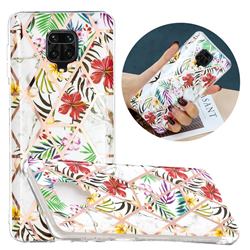 Tropical Rainforest Flower Painted Marble Electroplating Protective Case for Xiaomi Redmi Note 9s / Note9 Pro / Note 9 Pro Max